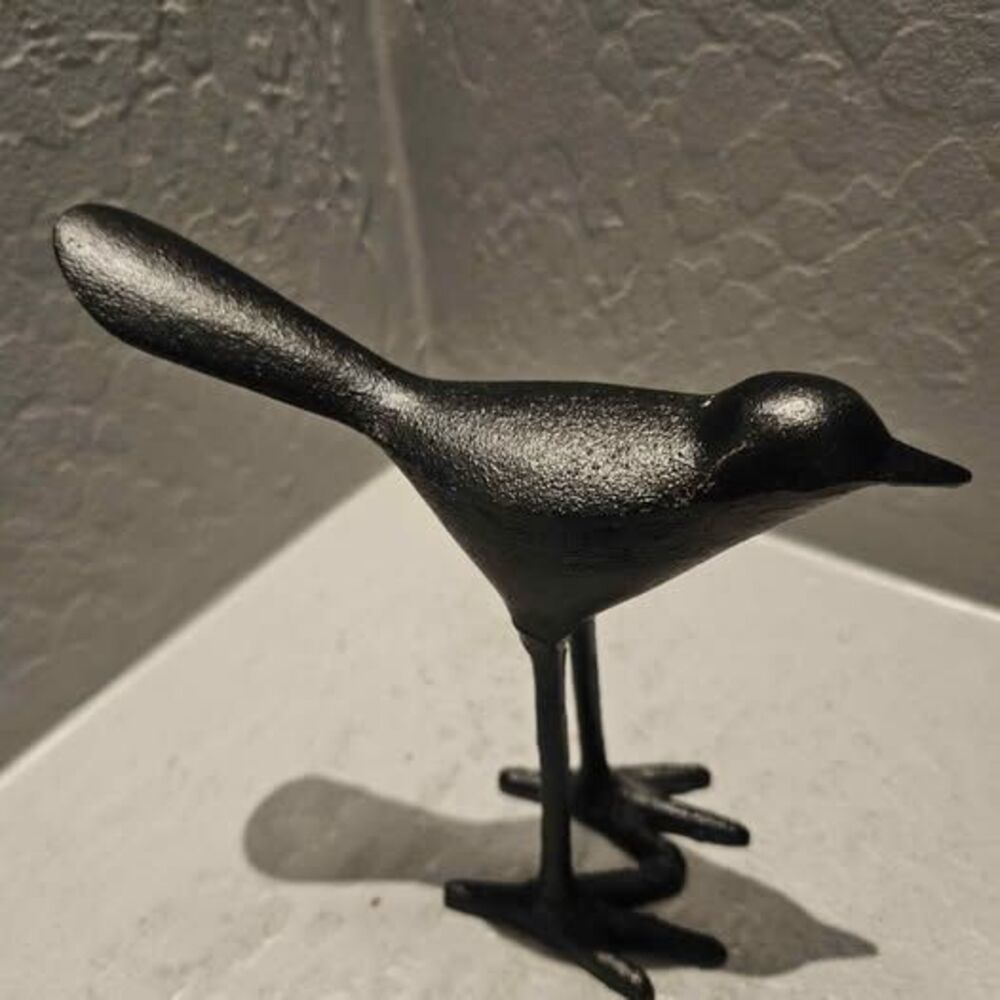 Pottery Barn Cast Iron Black Bird Figurine Halloween Crow Metal Sculpture